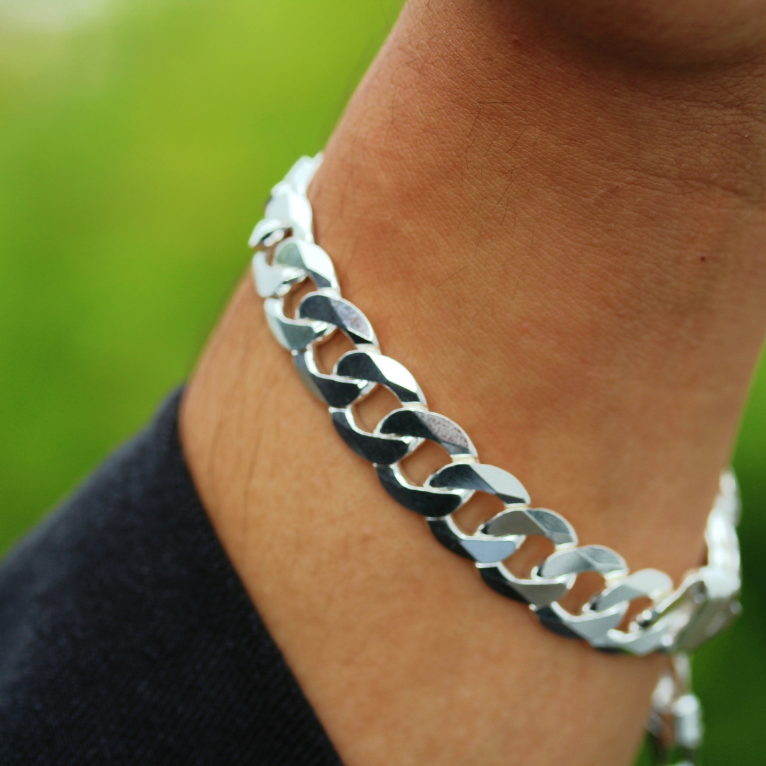 Sterling Silver 925 12mm Mens Bracelet