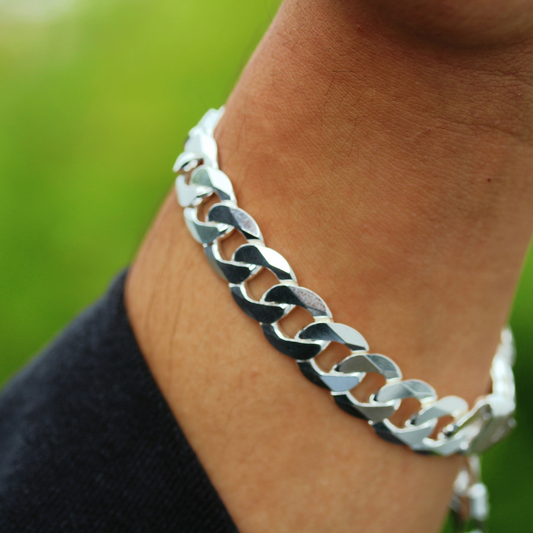 Sterling Silver 925 12mm Mens Bracelet