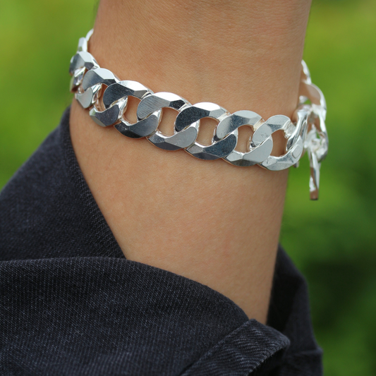 Sterling Silver 925 16mm Mens Bracelet