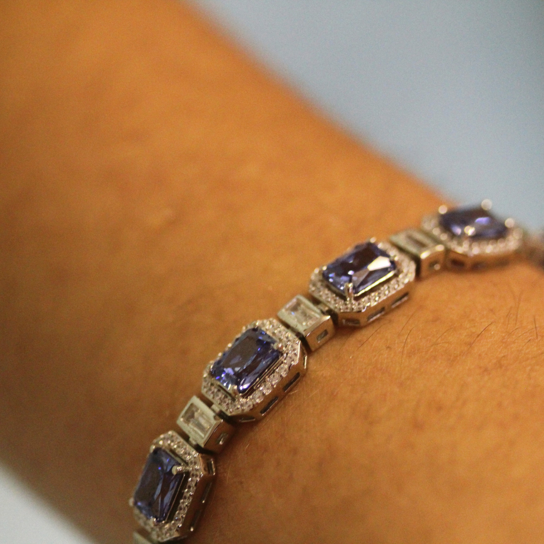 BOLOGNA TANZANITE 925 Sterling Silver Bracelet