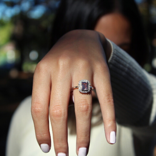 Sezen Sterling Silver 925 Morganite Pink 8mm Ring (RKK0607)